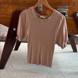 Elegant Tan Puff Sleeve Top